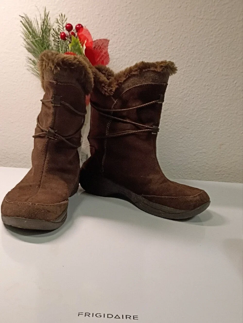 croft & barrow Brown Faux-Fur Suede Pull-On Winter Boots